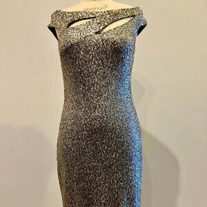 Kevan Hall Studio Silver Confetti Stretch Sequin Dress, sizes 4 - 12. NWT